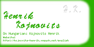 henrik kojnovits business card